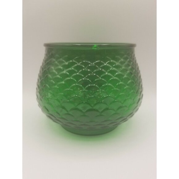E O Brody USA Emerald Green Glass Planter Bowl Fish Scale Pattern G100 Vintage - Picture 1 of 9